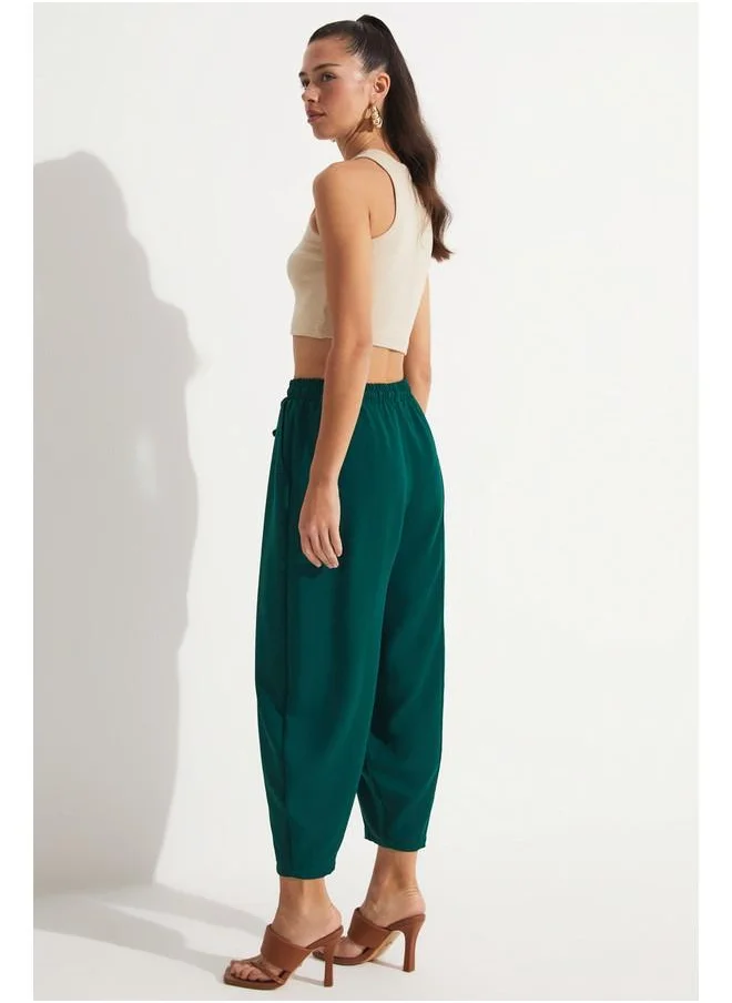 جون June Elastic Waist Trouser Emerald