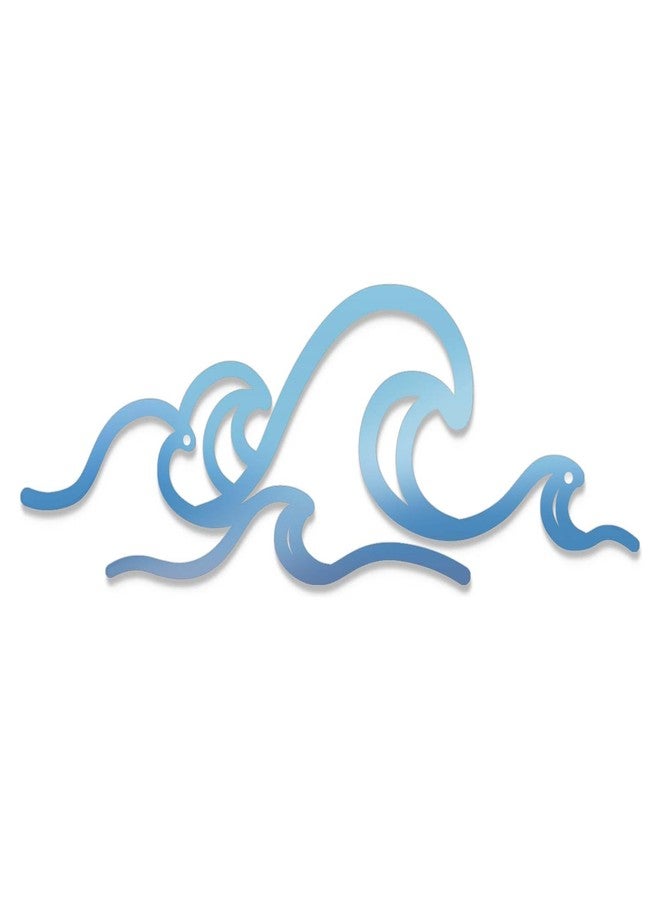 Bnesi Blue Metal Wire Wave Coastal Sea Beach Wall Decor Bathroom Wall Art Ocean Themed Hanging for Home Living Room Surf Board Decor for Bedroom Bathroom Wall (Wave, Medium) - Image 1
