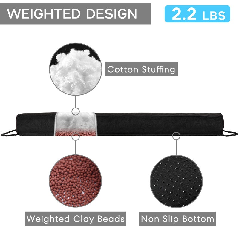 Comfyanno Door Draft Stopper Weighted Draft Stopper For Bottom Of Door 36 Inch Under Door Gap Cold Air Blocker Light Wind Noise Sound Guard - Fits 2'' Door Gap 2.2Lbs Black - Image 4