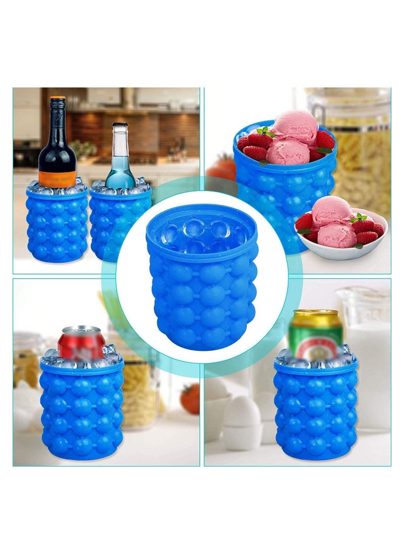 Generic - Ice Cube Maker Silicone Bucket with Lid Makes Small Size Nugget Ice Chips for Soft Drinks, Cocktail Ice, Wine On Ice, Crushed Ice Maker Cylinder Ice Trays, Ice Cup Maker Mold, Ice Holder - Image 1