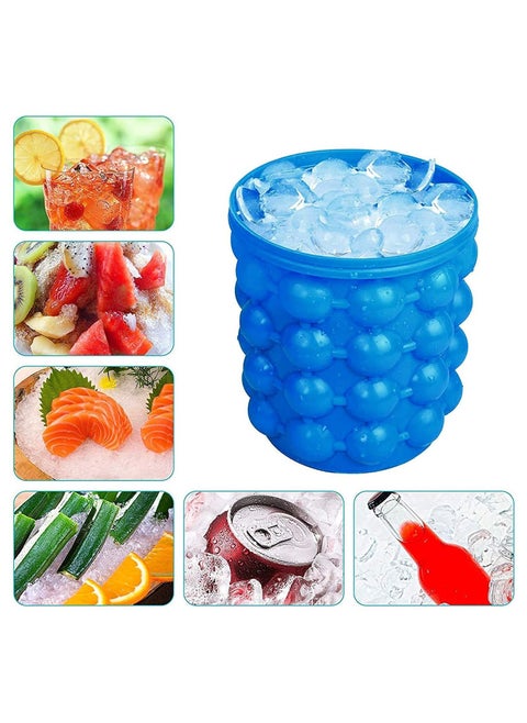 Ice Cube Maker Silicone Bucket with Lid Makes Small Size Nugget Ice Chips for Soft Drinks, Cocktail Ice, Wine On Ice, Crushed Ice Maker Cylinder Ice Trays, Ice Cup Maker Mold, Ice Holder