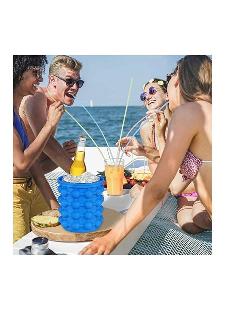 Generic - Ice Cube Maker Silicone Bucket with Lid Makes Small Size Nugget Ice Chips for Soft Drinks, Cocktail Ice, Wine On Ice, Crushed Ice Maker Cylinder Ice Trays, Ice Cup Maker Mold, Ice Holder - Image 1
