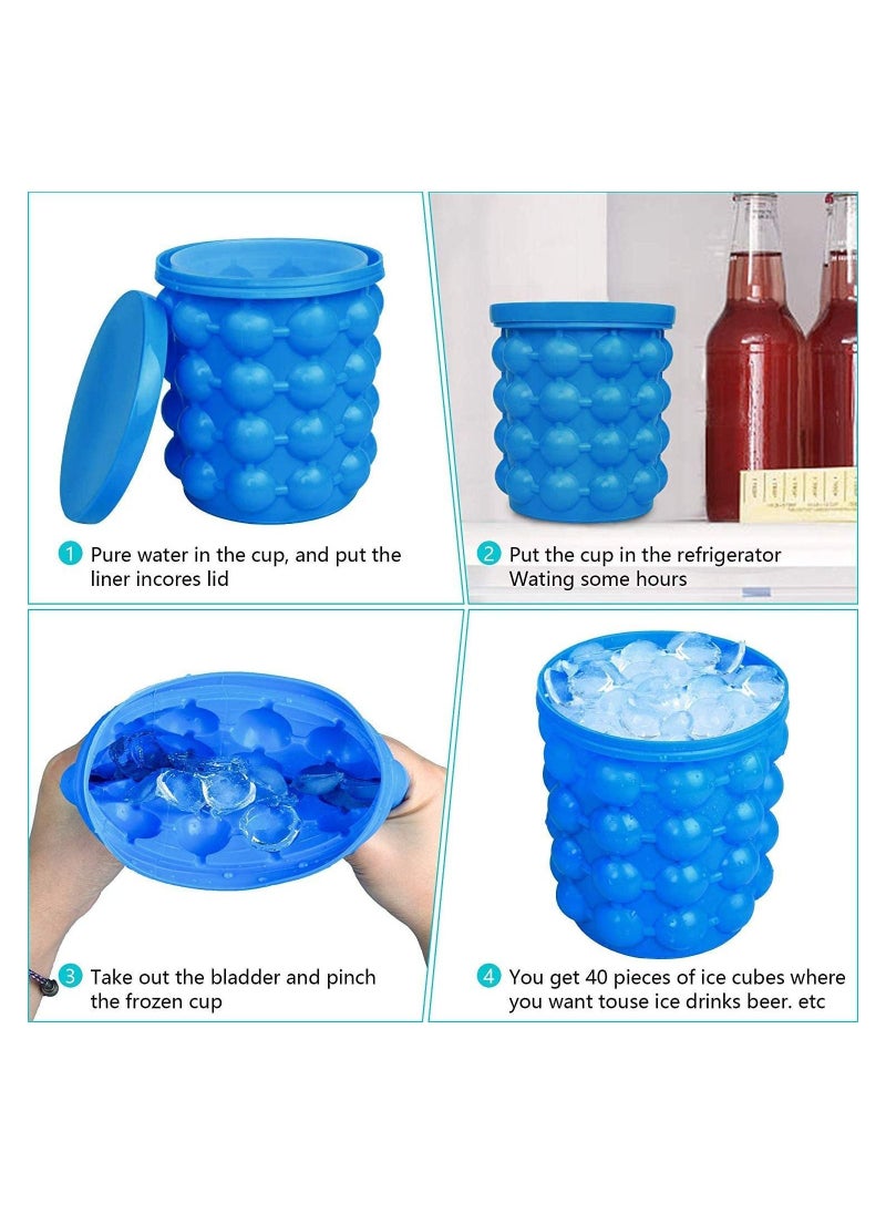 Generic - Ice Cube Maker Silicone Bucket with Lid Makes Small Size Nugget Ice Chips for Soft Drinks, Cocktail Ice, Wine On Ice, Crushed Ice Maker Cylinder Ice Trays, Ice Cup Maker Mold, Ice Holder - Image 1