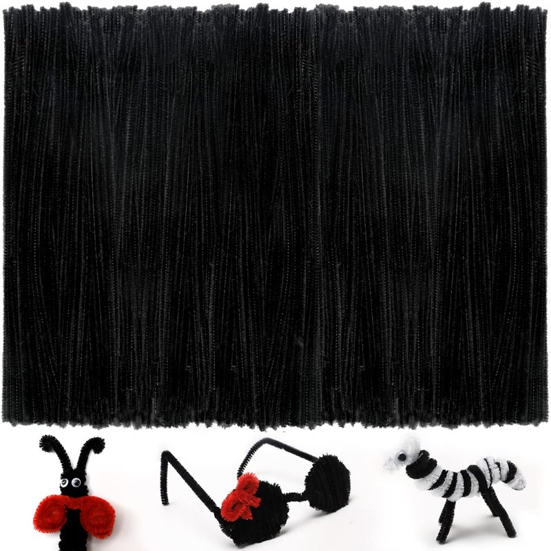 Iooleem 200pcs Black Pipe Cleaners, Chenille Stems, Pipe Cleaners for Crafts, Pipe Cleaner Crafts, Art and Craft Supplies. - Image 1