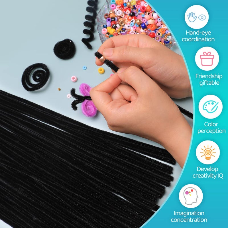 Iooleem 200pcs Black Pipe Cleaners, Chenille Stems, Pipe Cleaners for Crafts, Pipe Cleaner Crafts, Art and Craft Supplies. - Image 3