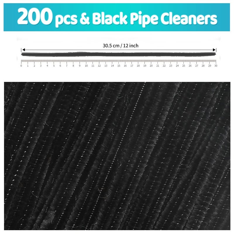 Iooleem 200pcs Black Pipe Cleaners, Chenille Stems, Pipe Cleaners for Crafts, Pipe Cleaner Crafts, Art and Craft Supplies. - Image 2