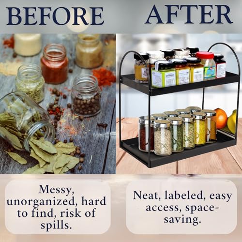 Niyara Iron Metal Heavy Duty Stand 2-Tier multistorage/Multipurpose Standing Rack, Bathroom Countertop Storage Shelf Cosmetic Organizer Holder Kitchen Spice Rack, (Round Black) - Image 4