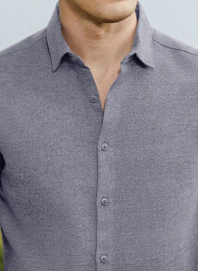 Campus Sutra Men's Aegean Blue Grainy Shirt