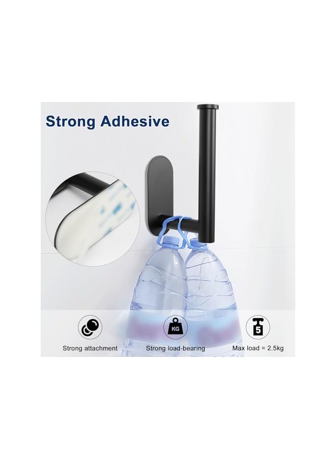 S-TOP Toilet Paper Holder Self Adhesive, Premium Thicken SUS304 Stainless Steel Rustproof Adhesive Toilet Roll Holder no Drilling for Bathroom, Kitchen, Washroom (1 Pack, Matte Black) - Image 3