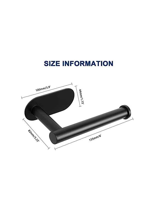 S-TOP Toilet Paper Holder Self Adhesive, Premium Thicken SUS304 Stainless Steel Rustproof Adhesive Toilet Roll Holder no Drilling for Bathroom, Kitchen, Washroom (1 Pack, Matte Black) - Image 2