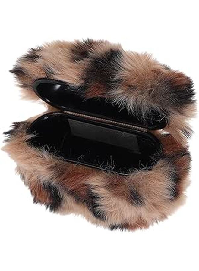 Gold Leopard Plush Earphone Protective Case Cute Fluffy Earbuds Cover Dust Scratch Resistant - Image 1