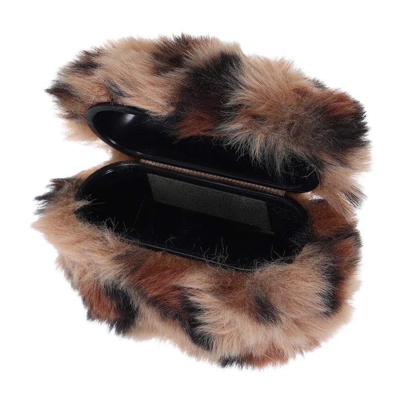 Gold Leopard Plush Earphone Protective Case Cute Fluffy Earbuds Cover Dust Scratch Resistant - Image 2