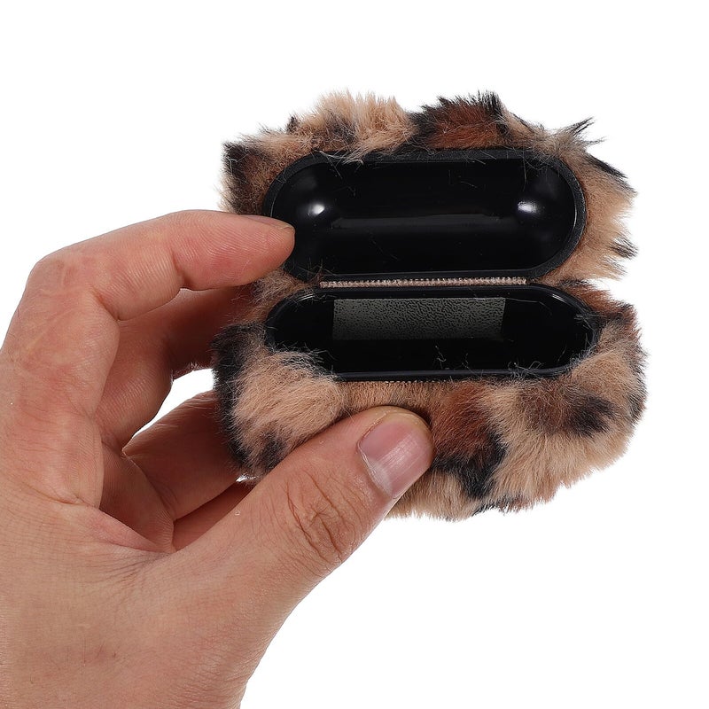 Gold Leopard Plush Earphone Protective Case Cute Fluffy Earbuds Cover Dust Scratch Resistant - Image 5
