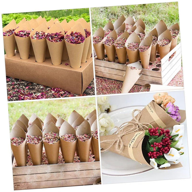 Kraft Paper Petal Cones 60 Pack Sturdy Confetti Holders For Wedding Decorations - Image 3