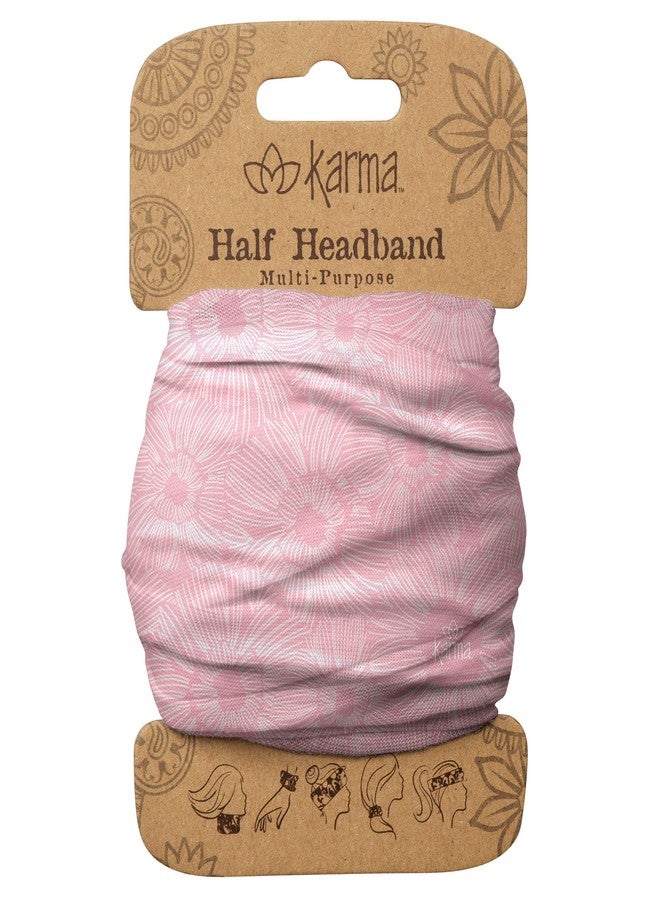 Karma Pink Line Flower Headband for Women - Medium - Fabric Headband and Stretchy Hair Scarf - Pink - Image 1