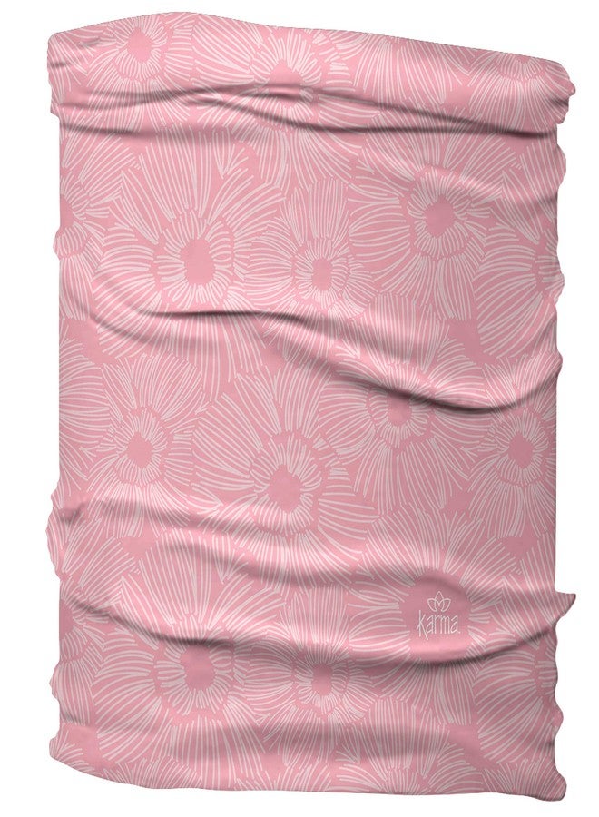 Karma Pink Line Flower Headband for Women - Medium - Fabric Headband and Stretchy Hair Scarf - Pink - Image 2