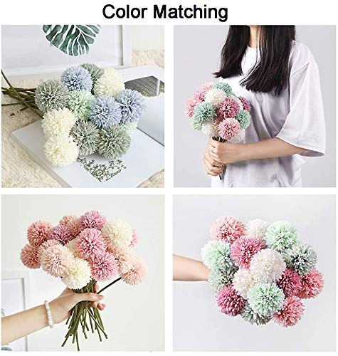 Louiesya Halloween Decoration Artificial Flowers, 10Pcs Fake Flowers Silk Artificial Chrysanthemum Ball Hydrangea Bridal Wedding Bouquet for Home Garden Party Wedding Decor (Black, 10 Pcs) - Image 5