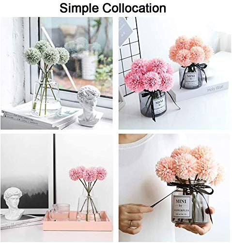 Louiesya Halloween Decoration Artificial Flowers, 10Pcs Fake Flowers Silk Artificial Chrysanthemum Ball Hydrangea Bridal Wedding Bouquet for Home Garden Party Wedding Decor (Black, 10 Pcs) - Image 3