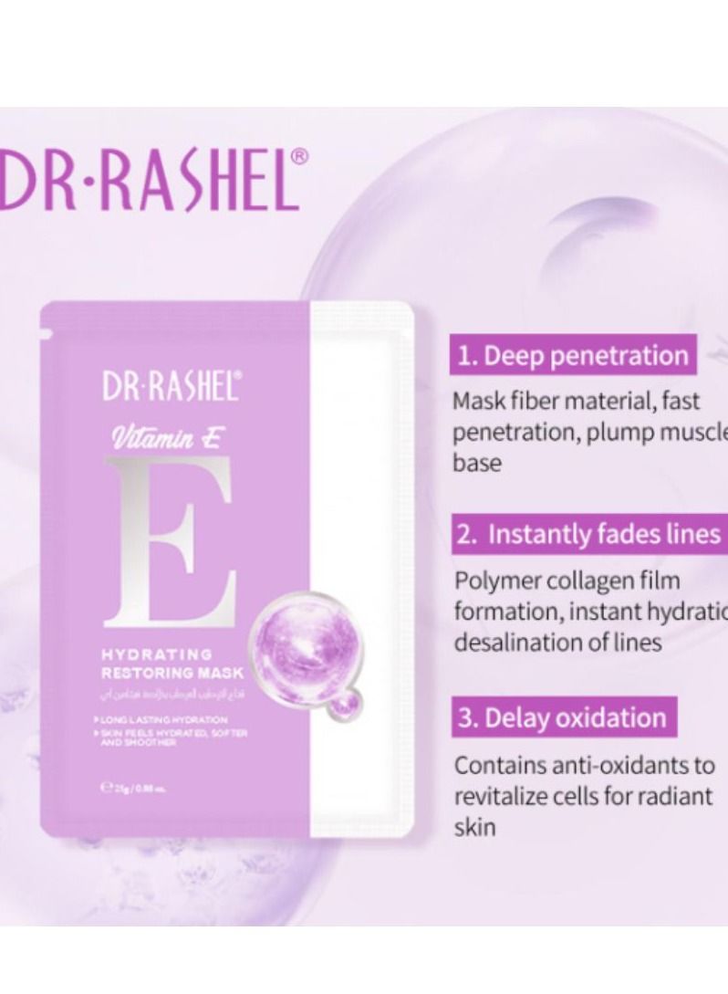 RASHELL Dr.Rashel Vitamin E Purify Hydrating Restoring Mask 25g x 5pcs 25grams - Image 4