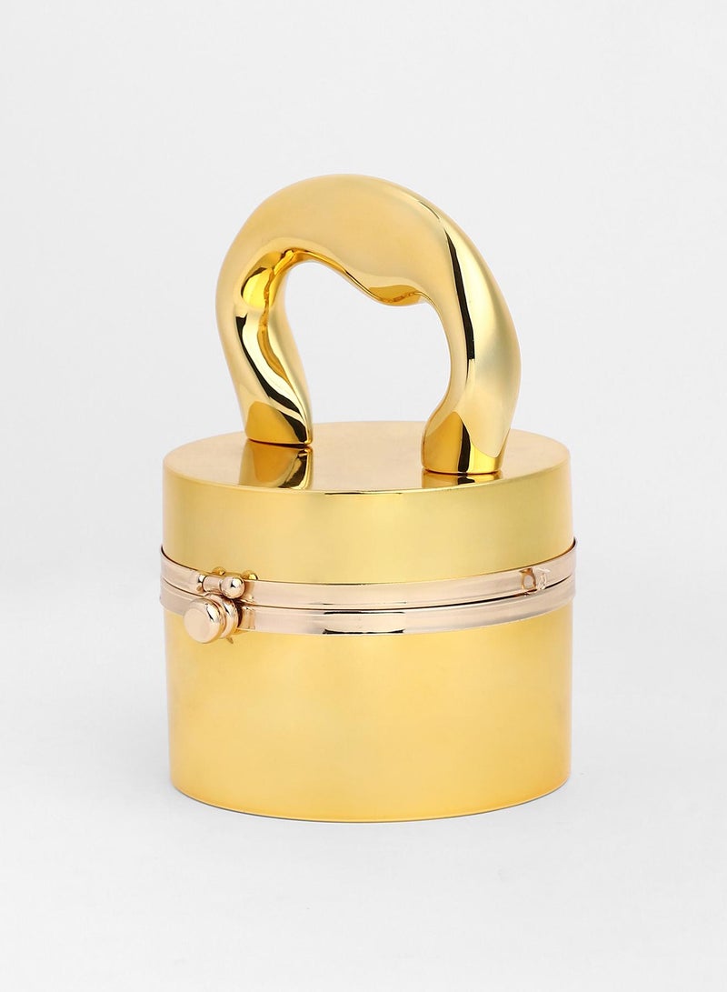 Haute Sauce Haute Sauce Women's The Caldera Gloss Bucket Bag For Casual Wear | California Gold Colour | One-Size| Push Button Closure | Acrylic Material | Non-Detachable Handle | Bags For Woman & Girls  - Image 5
