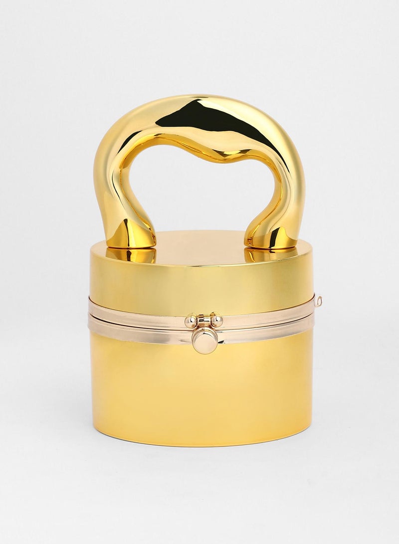 Haute Sauce Haute Sauce Women's The Caldera Gloss Bucket Bag For Casual Wear | California Gold Colour | One-Size| Push Button Closure | Acrylic Material | Non-Detachable Handle | Bags For Woman & Girls  - Image 4
