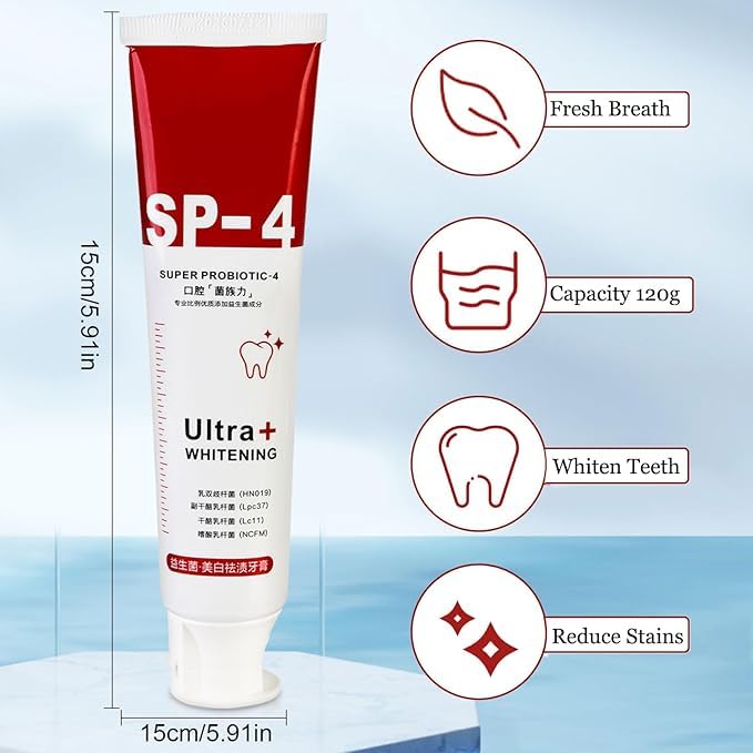 SPITEN Sp 4 Ultra Brightening Toothpaste - Advanced Whitening Formula for Stain Removal & Enamel Protection - Protection for a Radiant Smile - Whitening Toothpaste 120-gm (Pack of 1) - Image 4