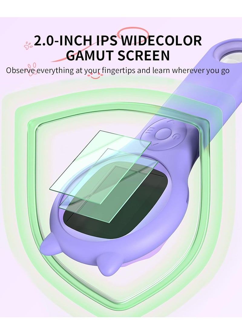 عام مجهر للأطفال - عدسة مكبرة محمولة للأطفال - مجهر رقمي صغير للأطفال ألعاب العلوم التربوية ، هدايا عيد ميلاد عيد الميلاد للعمر 3 4 5 6 7 8 بنات وأولاد (وردي) - Image 2