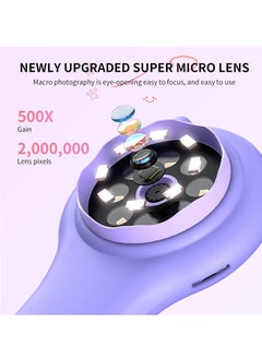 General Microscope for Kids - Portable Handheld Magnifying Glass for Kids - Mini Digital Microscope for Kids Educational Science Toys, Christmas Birthday Gifts for Age 3 4 5 6 7 8 Girls&Boys （Purple）  - Image 3