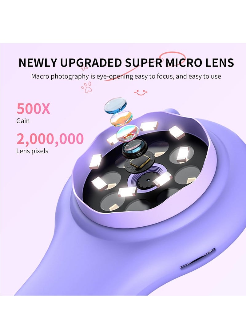 عام مجهر للأطفال - عدسة مكبرة محمولة للأطفال - مجهر رقمي صغير للأطفال ألعاب العلوم التربوية ، هدايا عيد ميلاد عيد الميلاد للعمر 3 4 5 6 7 8 بنات وأولاد (وردي) - Image 3