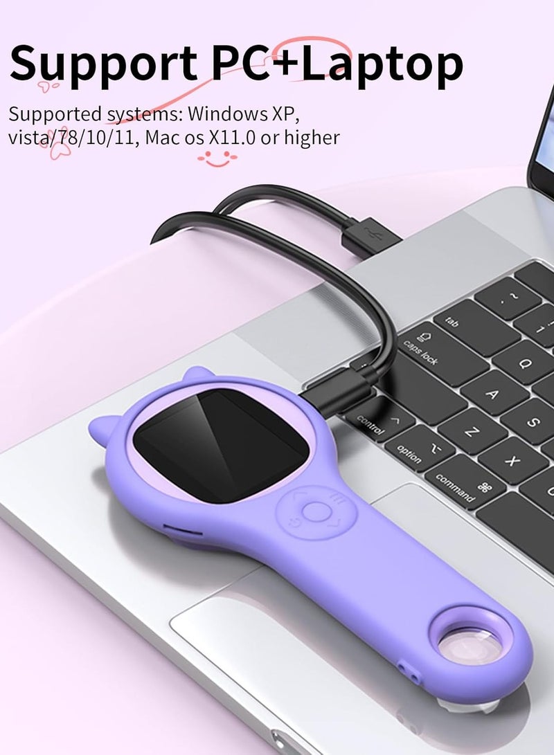 عام مجهر للأطفال - عدسة مكبرة محمولة للأطفال - مجهر رقمي صغير للأطفال ألعاب العلوم التربوية ، هدايا عيد ميلاد عيد الميلاد للعمر 3 4 5 6 7 8 بنات وأولاد (وردي) - Image 4