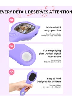 General Microscope for Kids - Portable Handheld Magnifying Glass for Kids - Mini Digital Microscope for Kids Educational Science Toys, Christmas Birthday Gifts for Age 3 4 5 6 7 8 Girls&Boys （Purple）  - Image 5
