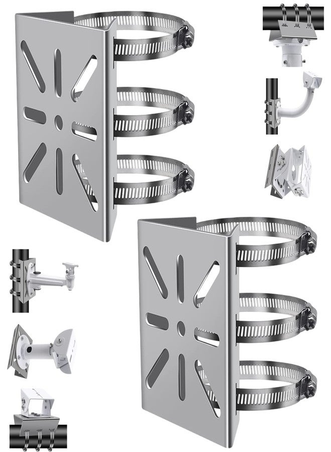 Lighfast 2pcs Universal Wall Mounting Bracket with 6 Loops, Stainless Steel Vertical Pole Mount Adapter for CCTV Security Camera PTZ Dome Indoor Outdoor AP Access Point Client CPE - Image 1