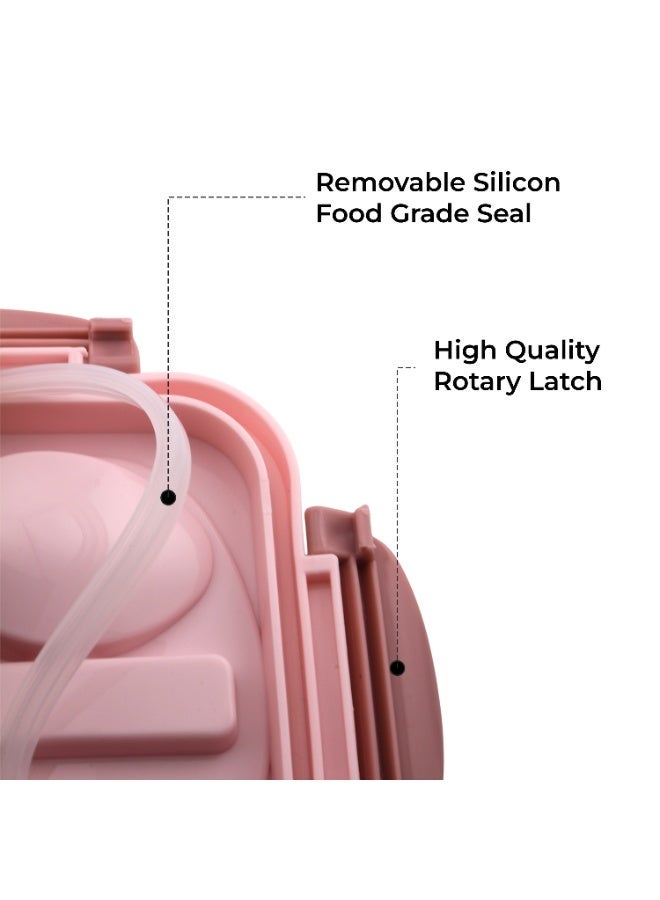 CRAVISTA Stainless Steel Lunch Box for Kids, Adults – Leakproof Bento Lunch Box with Steel Cutlery | Insulated BPA Free Lunchbox with Partition, 1200ml Kids Bento Box for School, Office (Pink) - Image 4