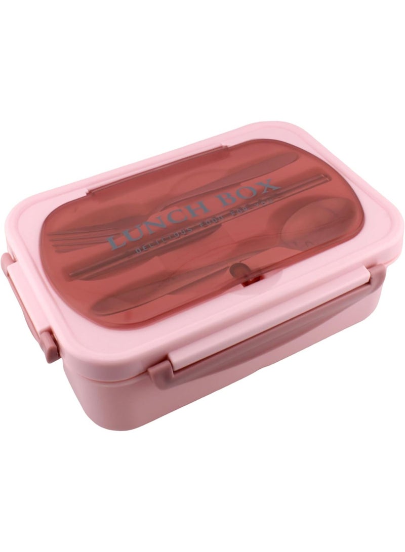 CRAVISTA Stainless Steel Lunch Box for Kids, Adults – Leakproof Bento Lunch Box with Steel Cutlery | Insulated BPA Free Lunchbox with Partition, 1200ml Kids Bento Box for School, Office (Pink) - Image 1
