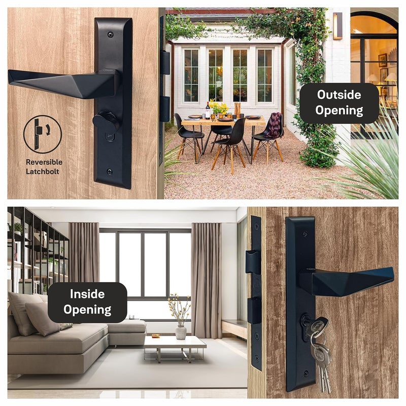 Yale Mortise Door Lock Handle Set Premium Door Locks for Main Door with 3 Keys | Door Handle Lock for Home/Bedroom/Office Suitable for Left & Right Handed Doors - Fits 30-40mm Doors (Matt Black) - Image 5