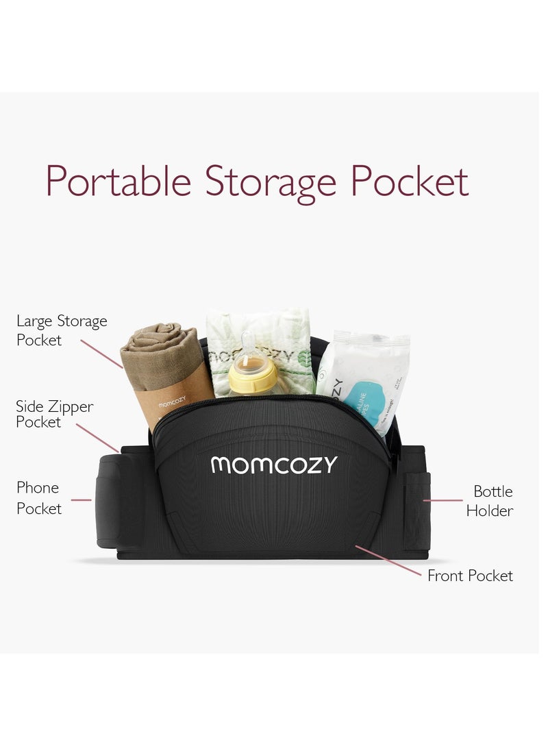 Momcozy حاملة الأطفال بمقعد الورك - حزام خصر قابل للتعديل مع واقي البطن الأصلي ثلاثي الأبعاد، حامل مريح مع جيوب مختلفة لحديثي الولادة والأطفال الصغار حتى وزن 45 رطلاً  - Image 3
