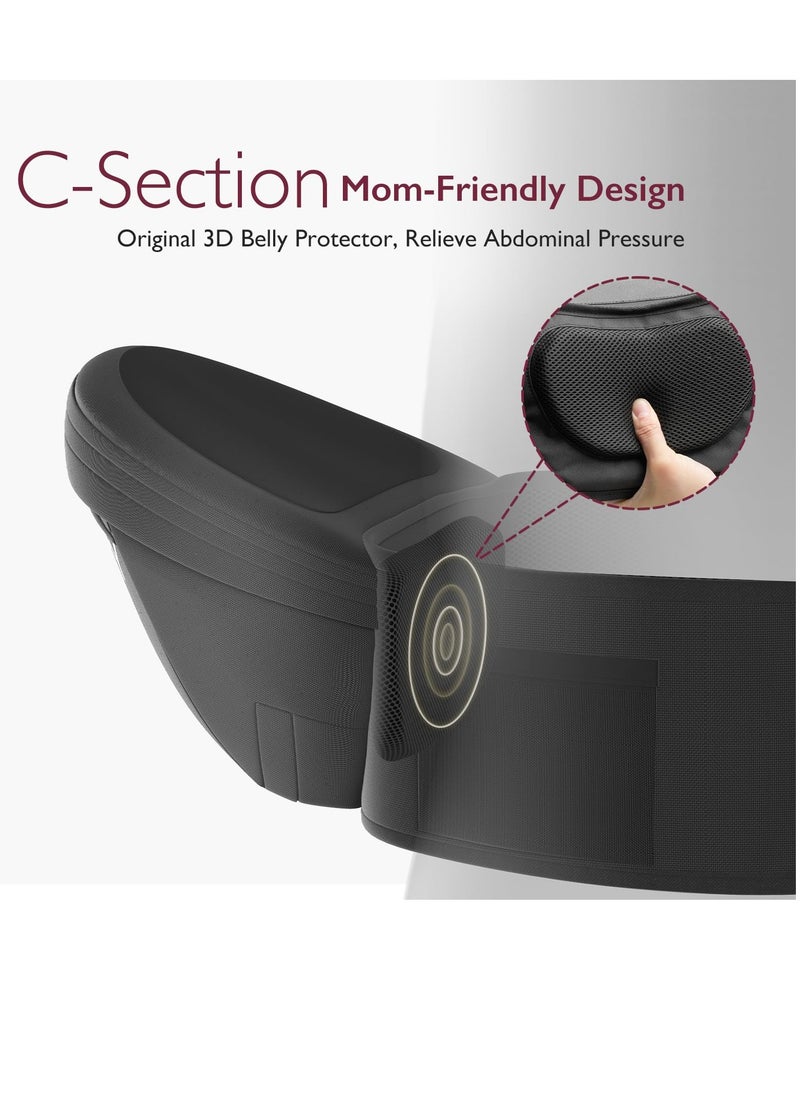 Momcozy حاملة الأطفال بمقعد الورك - حزام خصر قابل للتعديل مع واقي البطن الأصلي ثلاثي الأبعاد، حامل مريح مع جيوب مختلفة لحديثي الولادة والأطفال الصغار حتى وزن 45 رطلاً  - Image 5