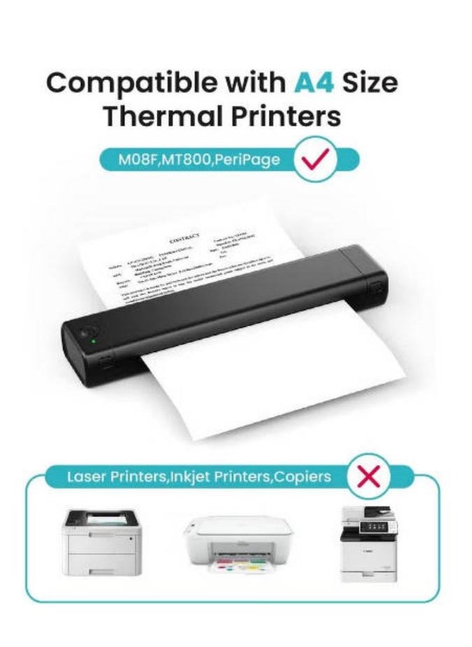 Generic Thermal Printing Paper A4, Compatible for M08F and HPRT MT800 MT800Q Portable Printers, 8.27x11.69in (200 sheets)  - Image 2