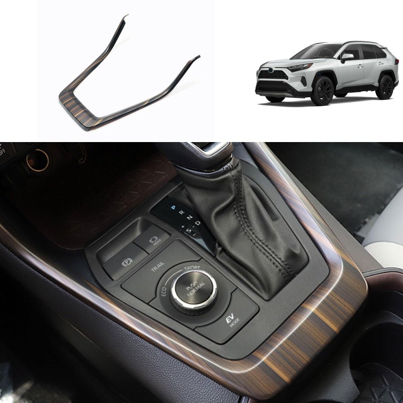 إكسسوارات سيارات TUBAIZAI متوافقة مع تويوتا RAV4 2024 2023 2022 2021 2020 غطاء جانبي لواجهة التحكم في نقل الحركة في الكونسول الوسطي إطار داخلي مزخرف بأسلوب خشب الخوخ
