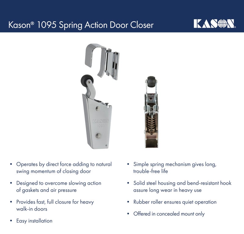 Kason 1095 Spring Action Door Closer and Adjustable Wide-Hook, Flush to 3/4 Inch Offset, 11095000013_11094000026 - Image 4