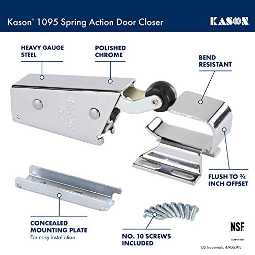 Kason 1095 Spring Action Door Closer and Adjustable Wide-Hook, Flush to 3/4 Inch Offset, 11095000013_11094000026 - Image 2