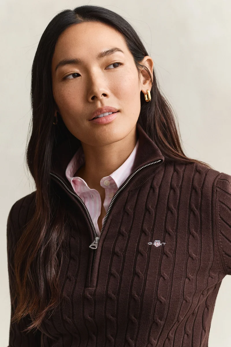 Gant  Stretch Cotton Cable Half-Zip for Women | Best Price UAE