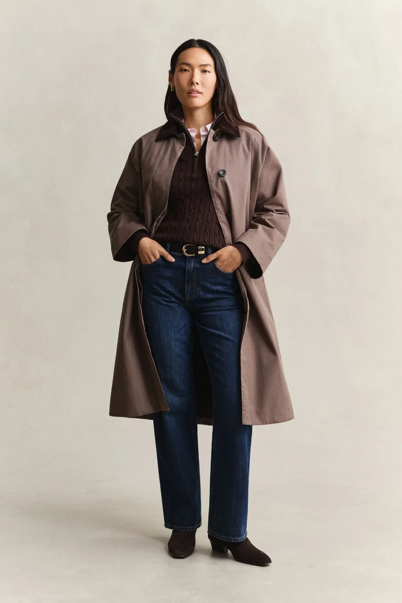 غانت Stretch Cotton Cable Half-Zip