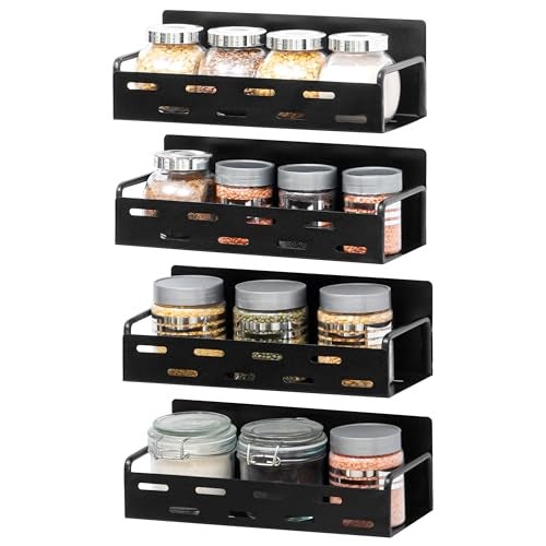 Livzing 4Pcs Magnetic Shelf for Fridge - Magnetic Spice Rack For Refrigerator - Fridge Side Storage Rack - Kitchen Organizer Rack - Floating Shelves for Washing Machine, Microwave Oven (26x11X9 cm) - Image 2