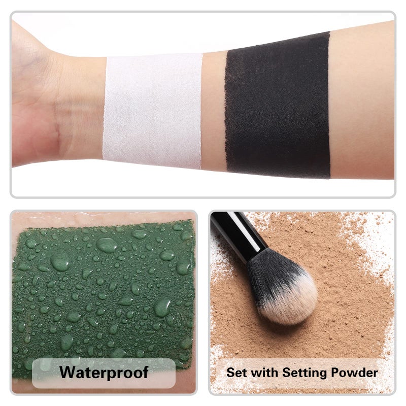 BOBISUKA Face Body White Paint Stick, Clown Makeup Eye Black Sticks for Sports, White Foundation Face Painting Kit for Halloween Skeleton Vampire Mime Skull Joker Special Effects Cosplay SFX Costume - Image 3