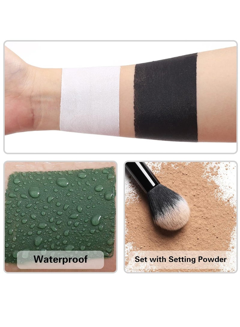BOBISUKA BOBISUKA Face Body White Paint Stick, Clown Makeup Eye Black Sticks for Sports, White Foundation Face Painting Kit for Halloween Skeleton Vampire Mime Skull Joker Special Effects Cosplay SFX Costume - Image 2