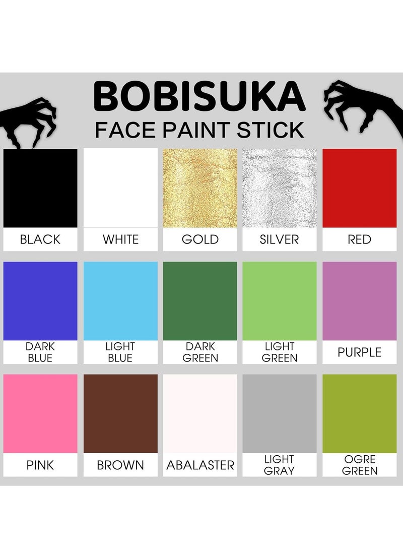 BOBISUKA BOBISUKA Face Body White Paint Stick, Clown Makeup Eye Black Sticks for Sports, White Foundation Face Painting Kit for Halloween Skeleton Vampire Mime Skull Joker Special Effects Cosplay SFX Costume - Image 3