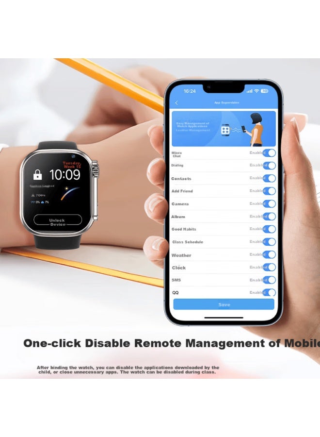 Aelvo Huawei Harmonyos Compatible Smart Watch For Children, Suitable For Apple Iphone, Ios, With Gps Positioning, Video Calls, Sim Card Slot, For Primary, Middle And High School Students, Uni - Image 4