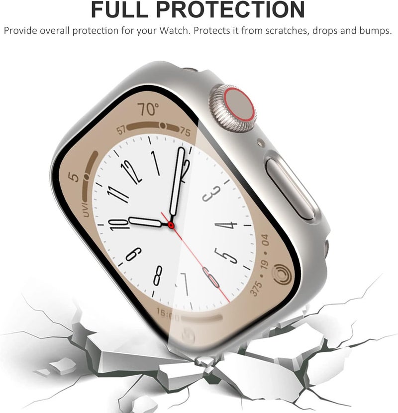 حزمة 3 قطع من واقي الشاشة مقاس 44 مم متوافقة مع Apple Watch Series 6/5/4/SE (2023-2020) مع زجاج مقسى 9H، غطاء حماية كلي مضاد للصدمات لـ iWatch 44 مم (أسود/ضوء نجمي/شفاف) - Image 4
