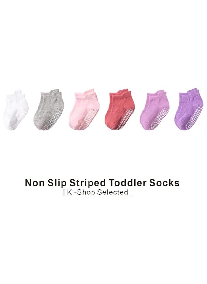 ORiTi - Toddler Socks for Boys and Girls  Non Slip Baby Socks  Breathable Low Cut Anti Skid Socks for Kids (Girl Solid, 1-3 Years) - Image 1